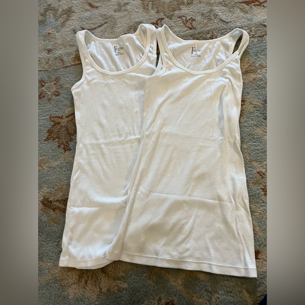 Felina white ribbed cotton tank tops